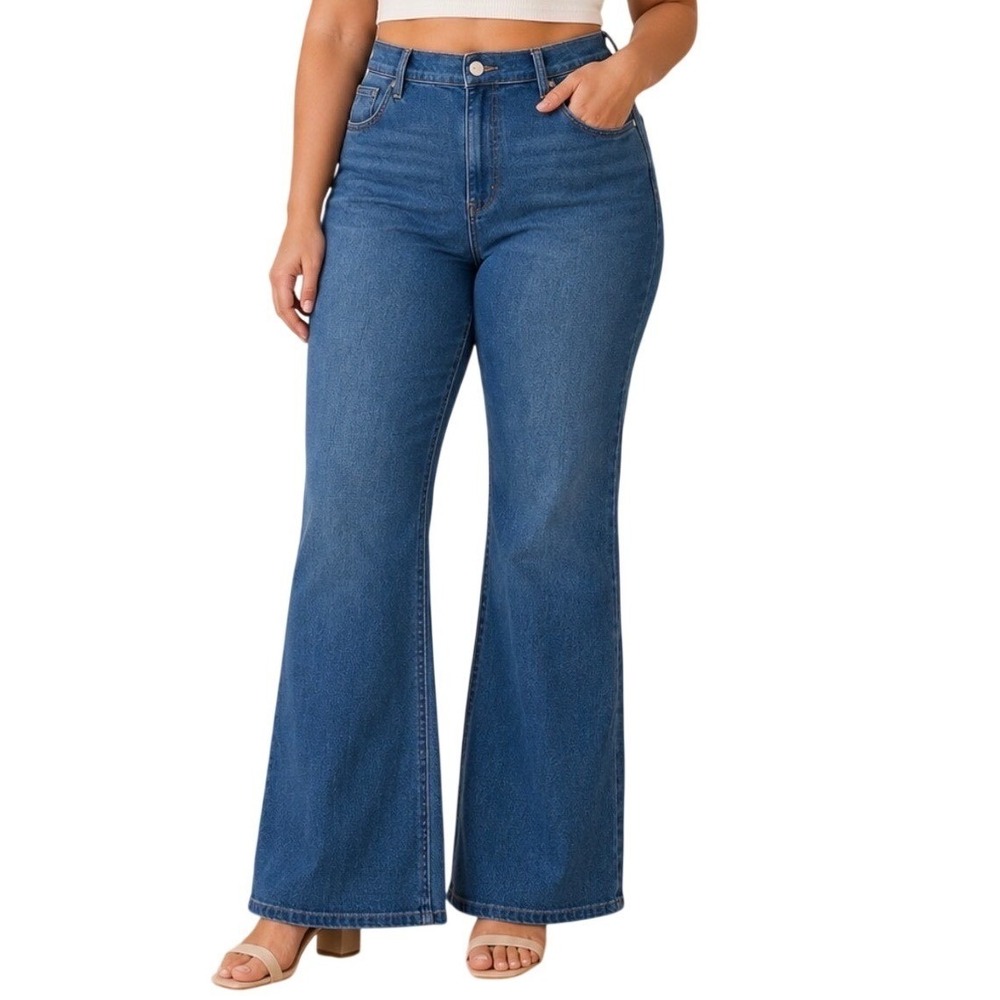 Joe's Jeans Women Blue High Rise Wide Leg 32 Denim Pants Stretch Flare Classic
